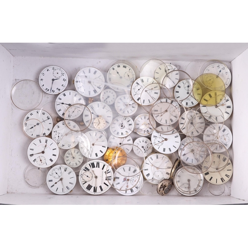 649 - A large quantity of pocket watch movements and dials.