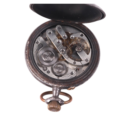 653 - A silver cased full hunter pocket watch; together with an oversized steel cased regulator open faced... 