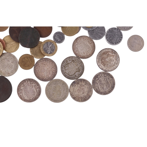 689 - A quantity of assorted coinage and bank notes to include Victorian cartwheel pennies, Lira and Franc... 