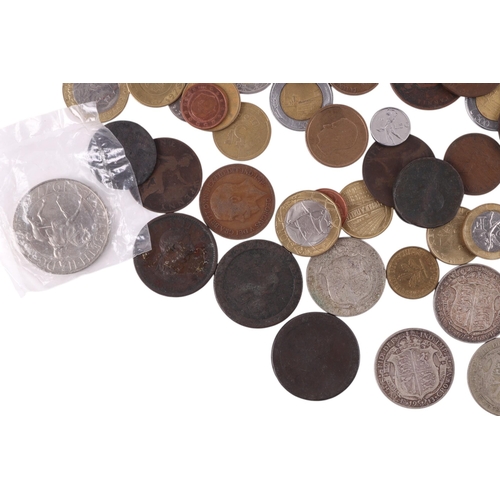 689 - A quantity of assorted coinage and bank notes to include Victorian cartwheel pennies, Lira and Franc... 