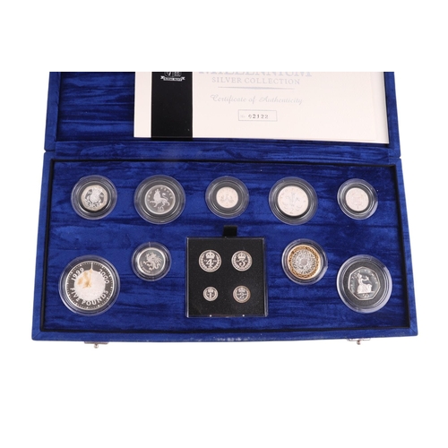 690 - An Elizabeth II Royal Mint Millennium collection silver proof thirteen coin set; together with silve... 