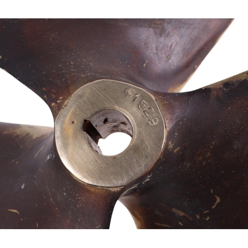 70 - Nautical interest:  A brass ships propeller / screw, impressed 'Sudbury' and '41529' to verso, 32cms... 