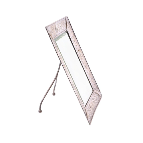 726 - An Art Nouveau silver plated strut table mirror, overall 30 by 41cms.Condition ReportGood overall co... 