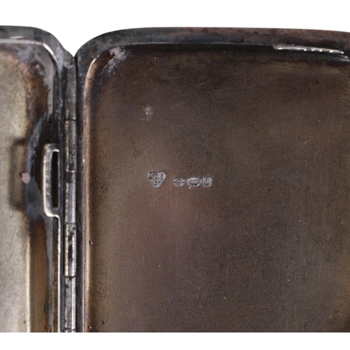 732 - A silver cigarette case with engine turned decoration; together with a silver vesta case, 103g (2).