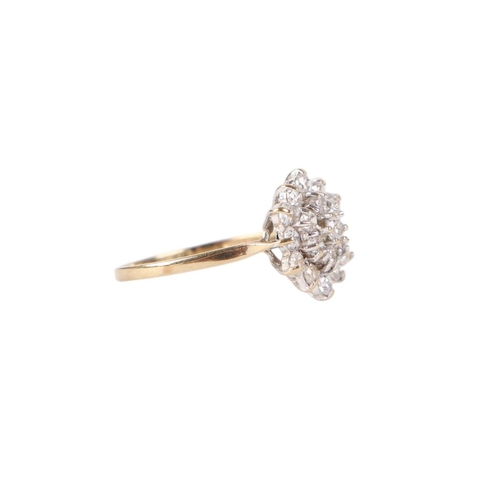 800 - A 9ct gold white stone cluster ring, approx UK size R, 2.3g.