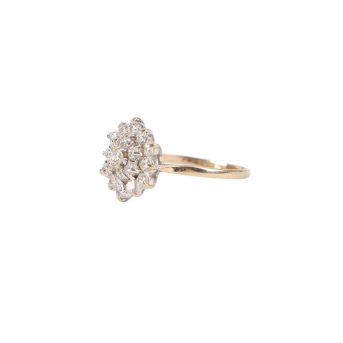 800 - A 9ct gold white stone cluster ring, approx UK size R, 2.3g.