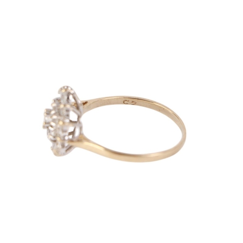 800 - A 9ct gold white stone cluster ring, approx UK size R, 2.3g.