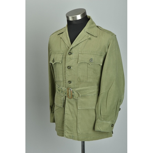 81 - British Army Korean War Era aertex olive green OG bush jacket (ref: WXZ).