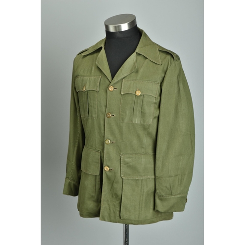 82 - Korean War Uniform. British Army 1950s Issue Denim Bush Jacket (ref: WYA). Condition Report         ... 