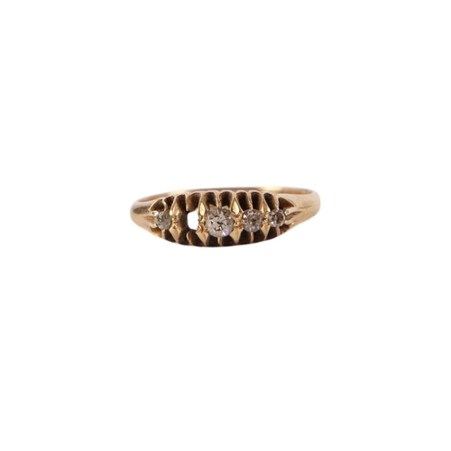 840 - An 18ct gold diamond ring, approx UK size N, 2.8g; together with a 9ct gold and platinum three-stone... 