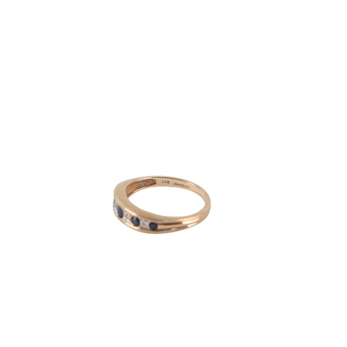 854 - A 9ct gold diamond and sapphire ring, approx UK size O, 2.1g; together with a 9ct gold wedding band,... 