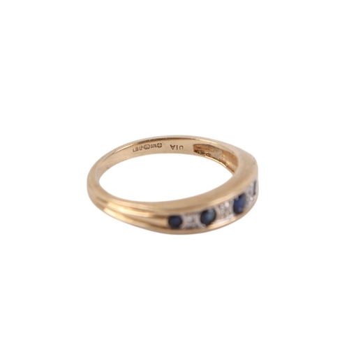 854 - A 9ct gold diamond and sapphire ring, approx UK size O, 2.1g; together with a 9ct gold wedding band,... 