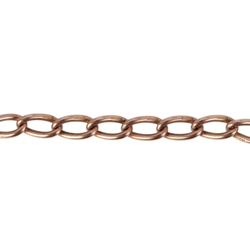 858 - A 9ct rose gold pocket watch chain, 40cms long, 30.3g.