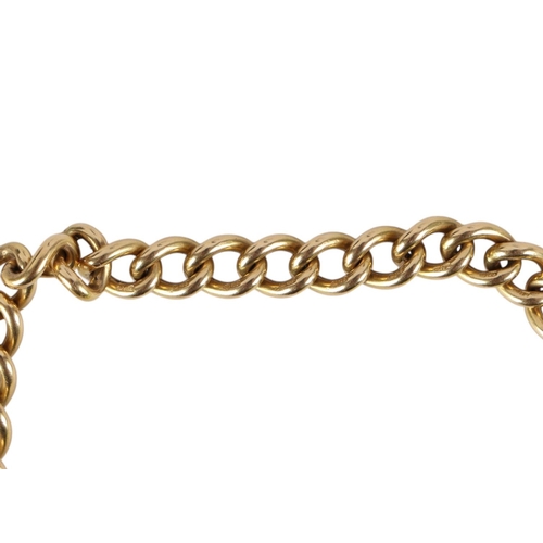 859 - An 18ct gold bracelet with padlock clasp, 32.3g.