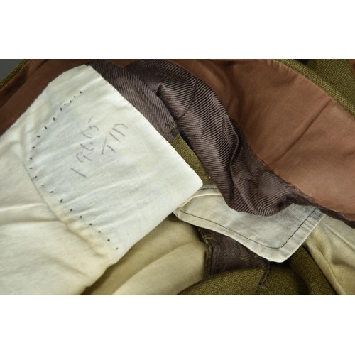 87 - 1950s Uniform Trousers, denim overalls in olive green; together with another pair of trousers (ref: ... 