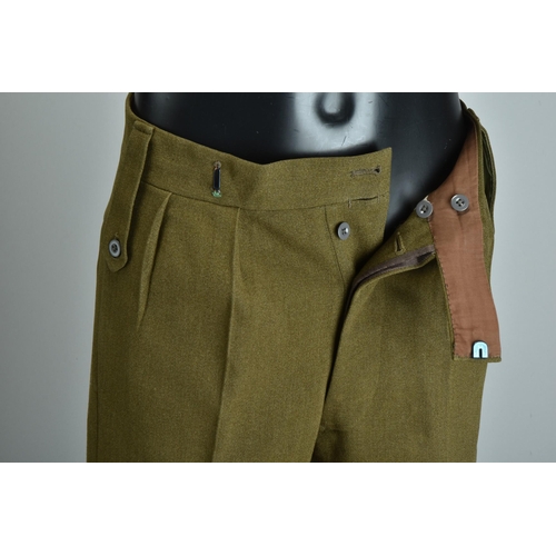 87 - 1950s Uniform Trousers, denim overalls in olive green; together with another pair of trousers (ref: ... 