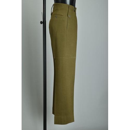 87 - 1950s Uniform Trousers, denim overalls in olive green; together with another pair of trousers (ref: ... 