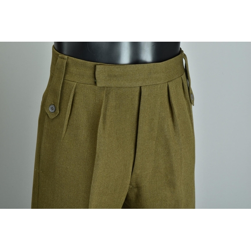 87 - 1950s Uniform Trousers, denim overalls in olive green; together with another pair of trousers (ref: ... 