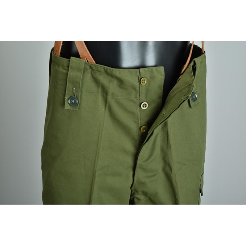 87 - 1950s Uniform Trousers, denim overalls in olive green; together with another pair of trousers (ref: ... 