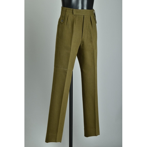 87 - 1950s Uniform Trousers, denim overalls in olive green; together with another pair of trousers (ref: ... 