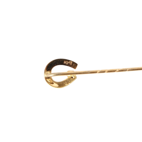 886 - A pair of 9ct gold intaglio cufflinks; together with a 9ct gold horseshoe stick pin; a 9ct white gol... 