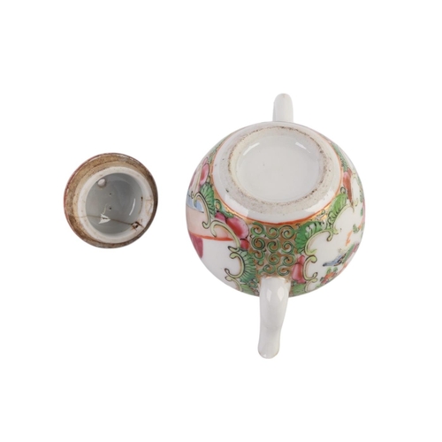 942 - A Chinese Canton Export famille rose miniature teapot; together with a pair of opium lamps; and a Ch... 