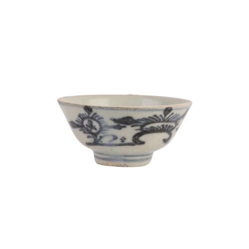 947 - A Chinese Tek Sing blue & white footed bowl, 7cms diameter; together with a Chinese blue & white pil... 