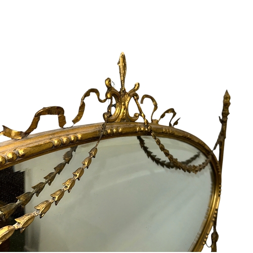 1065 - A 19th century oval carved giltwood wall mirror decorated with flowers and acanthus leaves, overall ... 