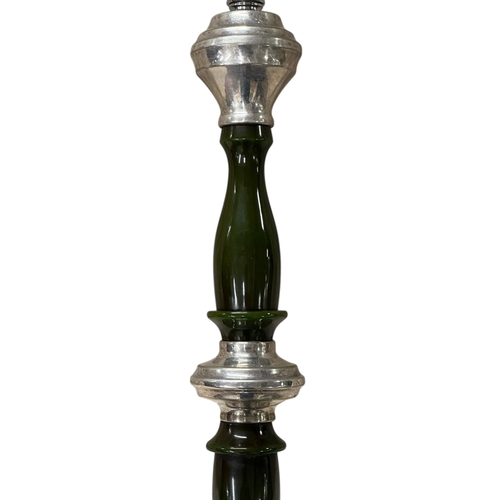 1002 - A mid century design chrome and Bakelite column table lamp, 40cms high.