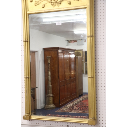 1076 - A Regency giltwood and gesso Pier mirror, the rectangular plate flanked by cluster columns, the frie... 