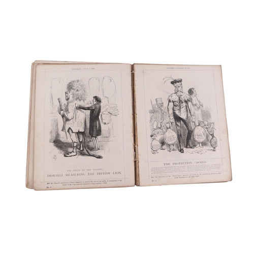 29 - A bound volume of 19th century cartoons from Punch magazine (1845-1878) printed Fleet Street London ... 