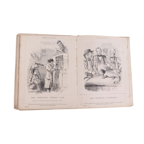29 - A bound volume of 19th century cartoons from Punch magazine (1845-1878) printed Fleet Street London ... 