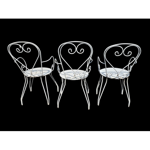 3 - Three painted wrought iron metal garden chairs. Provenance: property of the late actor Michael Gough