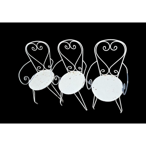 3 - Three painted wrought iron metal garden chairs. Provenance: property of the late actor Michael Gough