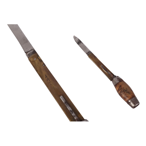 45 - Three Swedish barrel knives with treen handles, the largest 14cms long (closed) (3).