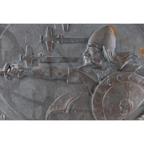 47 - A large cast bronze Naval plaque HMS Thane 'We Live Again', with inscription to verso 'Presented to ... 