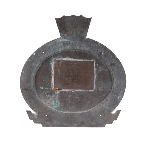 47 - A large cast bronze Naval plaque HMS Thane 'We Live Again', with inscription to verso 'Presented to ... 