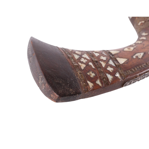 52 - A 19th century Jezail Indo-Persian flintlock rifle with mother of pearl inlaid decoration, 126cms lo... 