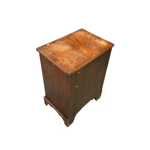 913 - A George III style yew wood chest of small proportions with four long drawers, on bracket feet, 44cm... 