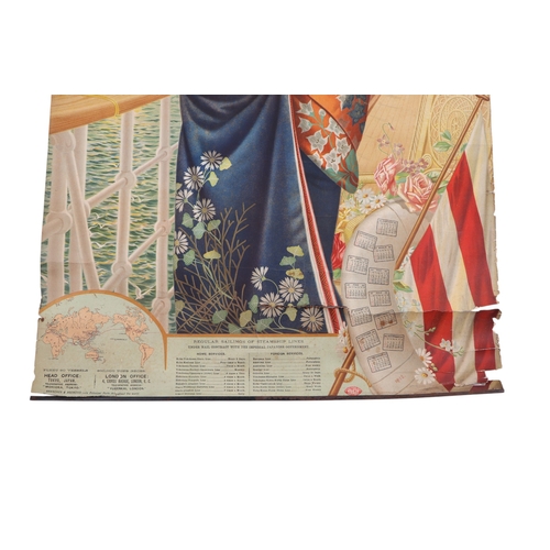 34 - An early 20th century Nippon Yusen Kaisha Japan Mail Steamship Co. calendar poster 1912, printed by ... 