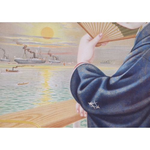 34 - An early 20th century Nippon Yusen Kaisha Japan Mail Steamship Co. calendar poster 1912, printed by ... 