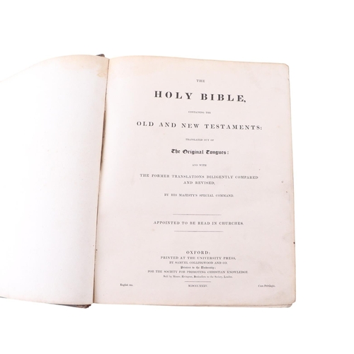 12 - A large leather bound church bible produced by the 1698 Society promoting Christian knowledge, print... 