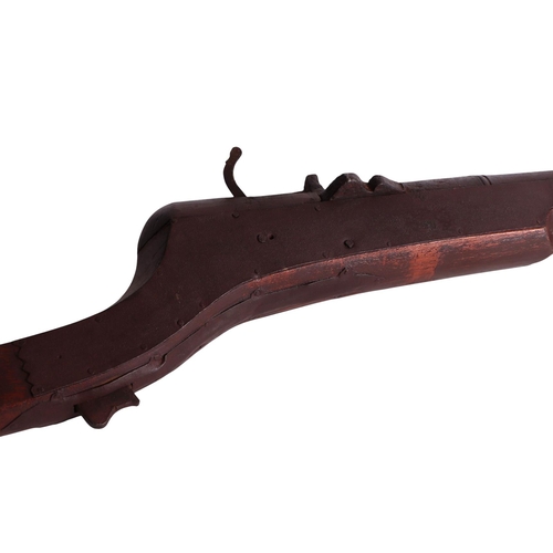 27 - A large and impressive 19th century Indian Matchlock musket with 1 inch bore, 145cms long overall.