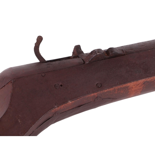 27 - A large and impressive 19th century Indian Matchlock musket with 1 inch bore, 145cms long overall.