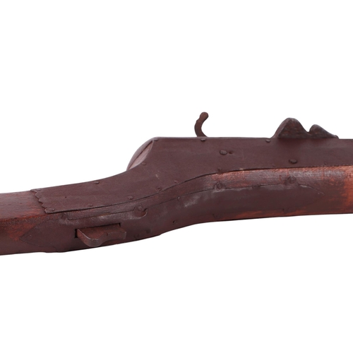 27 - A large and impressive 19th century Indian Matchlock musket with 1 inch bore, 145cms long overall.
