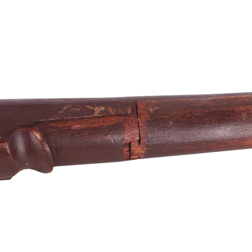 27 - A large and impressive 19th century Indian Matchlock musket with 1 inch bore, 145cms long overall.
