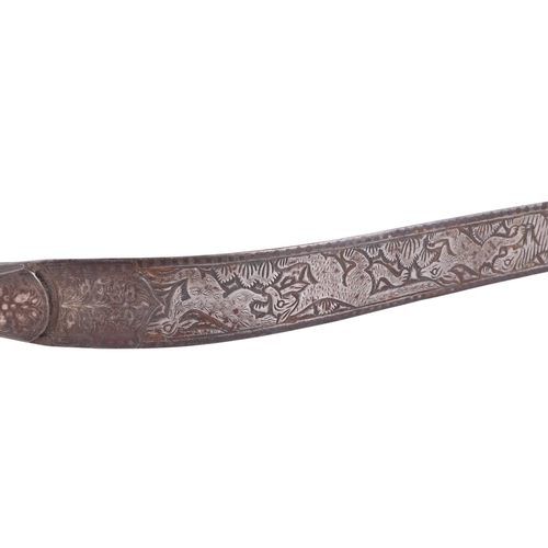 103 - An early 20th century all steel Indo-Persian take down bow with silver Koftgari inlay and chased eng... 
