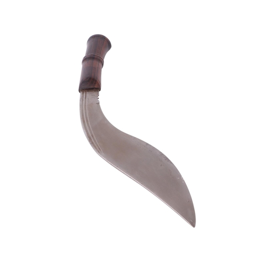 105 - A late 19th / early 20th century kukri with steel blade and rosewood handle in a cloth covered scabb... 