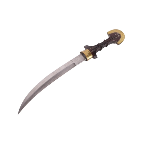 106 - A late 19th / early 20th century North African Koummya dagger with white metal mounted hardwood hand... 