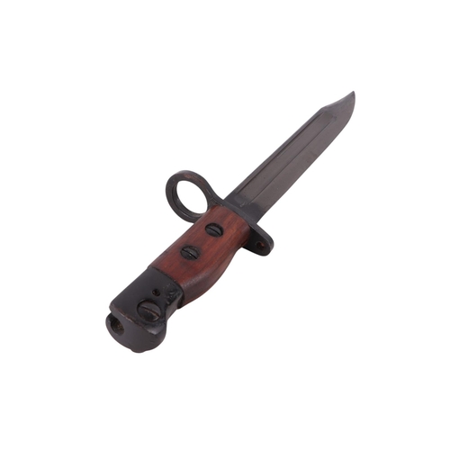 119 - A British No. 5 jungle carbine bayonet and scabbard, 32cms long.